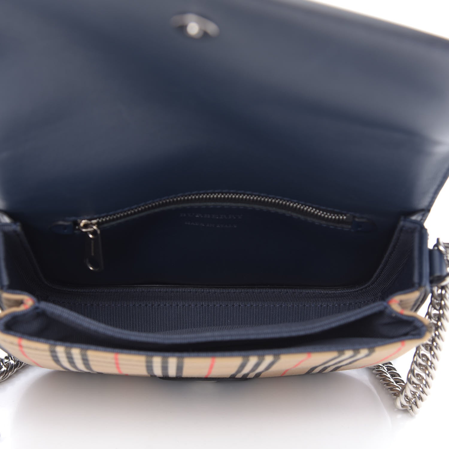 Burberry Smooth Calfskin 1983 Knight Check Link Shoulder Bag Ink Blue 5 of 8