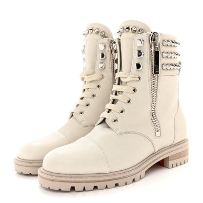 Christian Louboutin Calfskin Winter Spikes Combat Boots 38.5 White 3 of 12