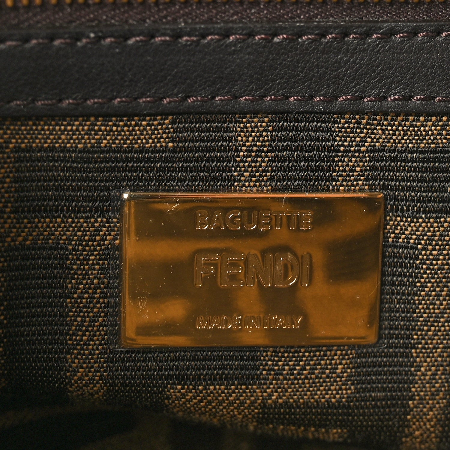 Fendi Fabric Jacquard FF 1974 Medium Baguette Tobacco Moro Black 6 of 9