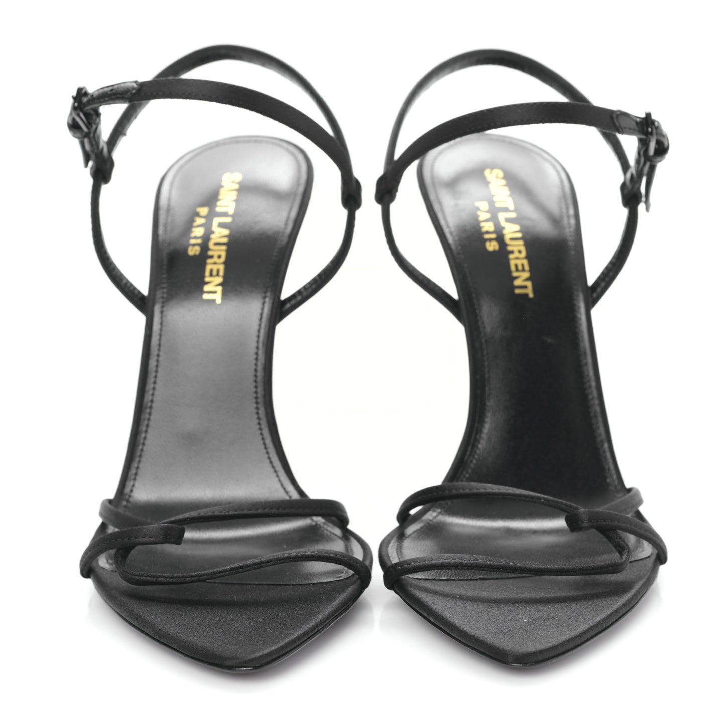 Crepe Satin Clara 110 Ankle Strap Sandals 36.5 Black