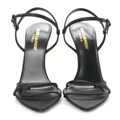 Saint Laurent Crepe Satin Clara 110 Ankle Strap Sandals 36.5 Black 2 of 7