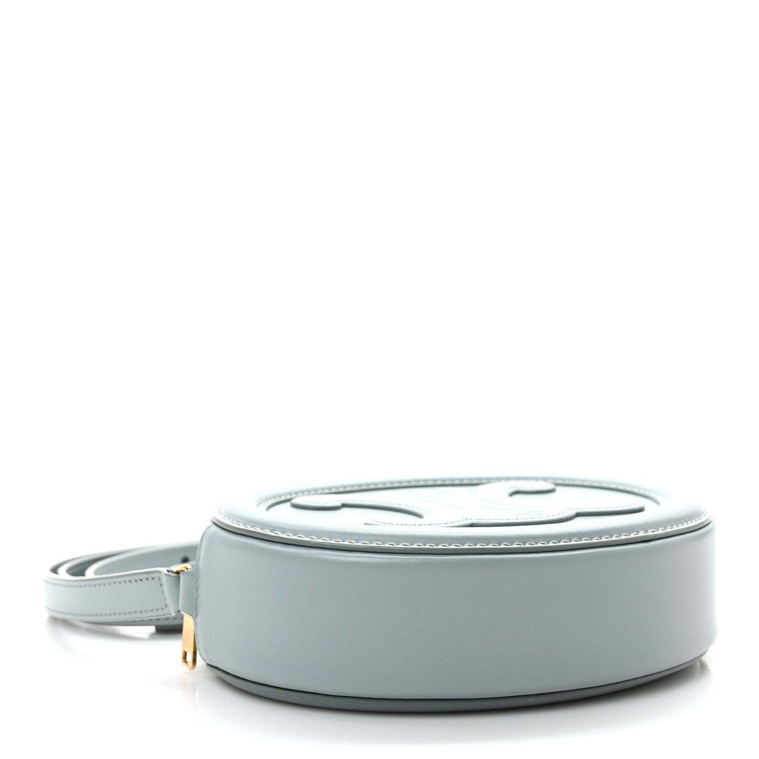 Celine Smooth Calfskin Cuir Small Triomphe Oval Crossbody Purse Ice Blue 3 of 8