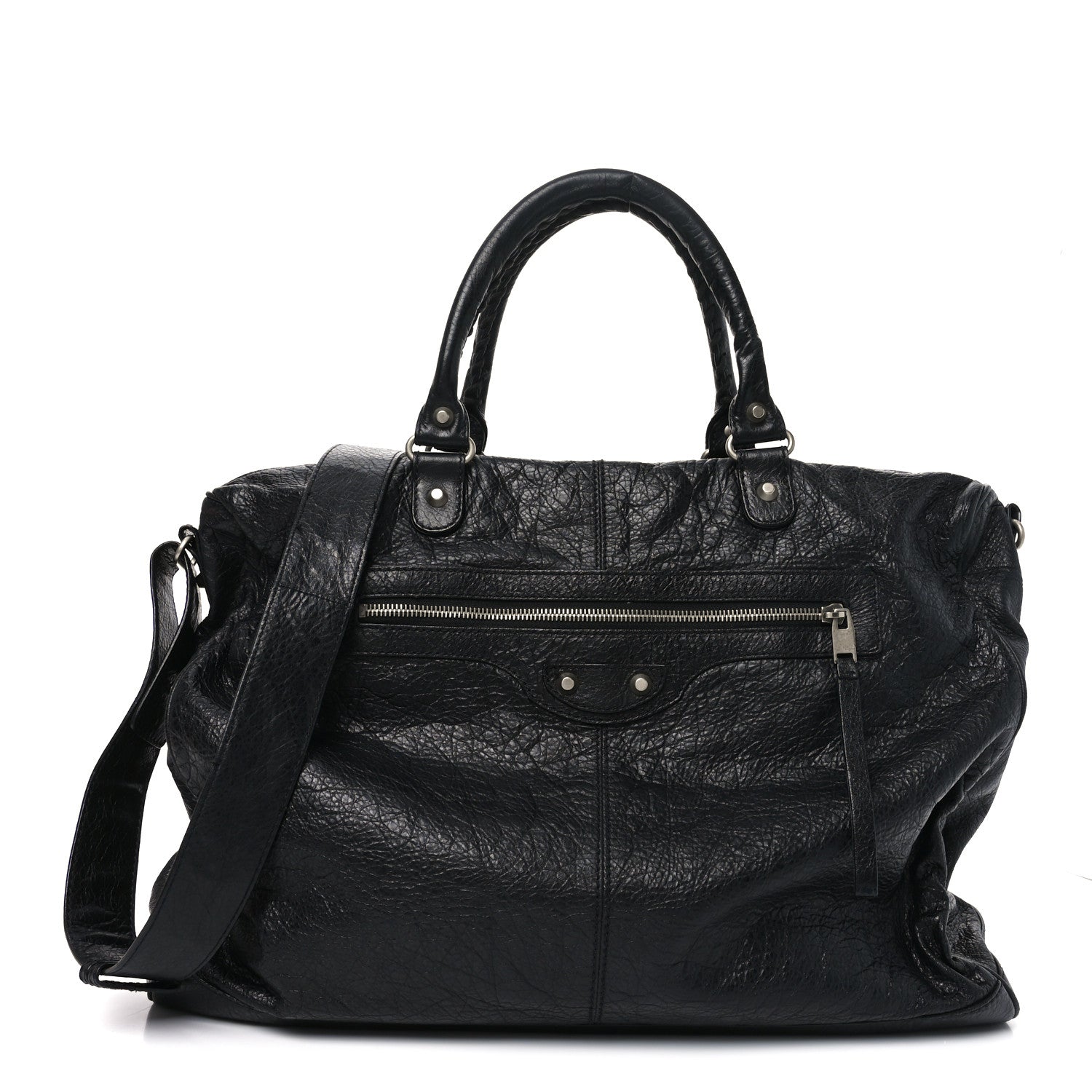 Balenciaga Agneau Classic Silver Hardware Weekender Black 1 of 12