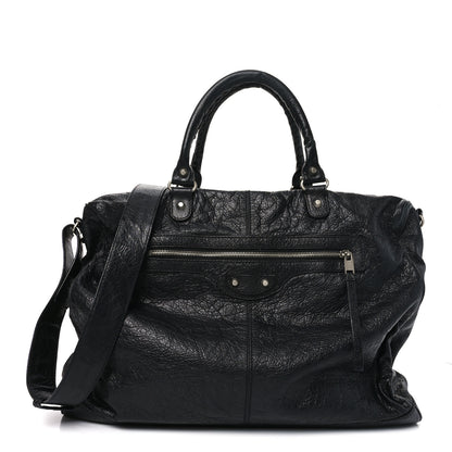 Balenciaga Agneau Classic Silver Hardware Weekender Black 1 of 12
