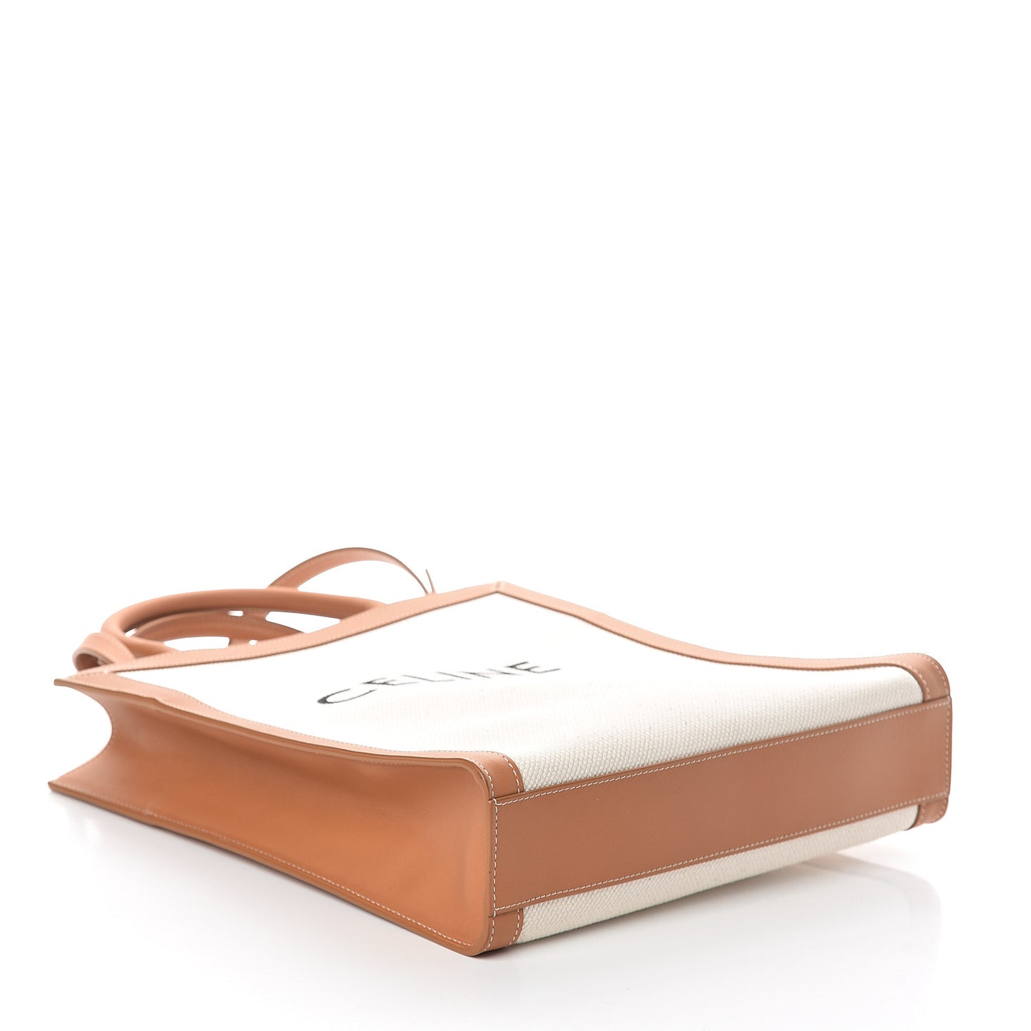 Canvas Calfskin Small Vertical Cabas Natural Tan