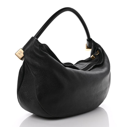 Chanel Grained Calfskin Tassel Hobo Black 3 of 9