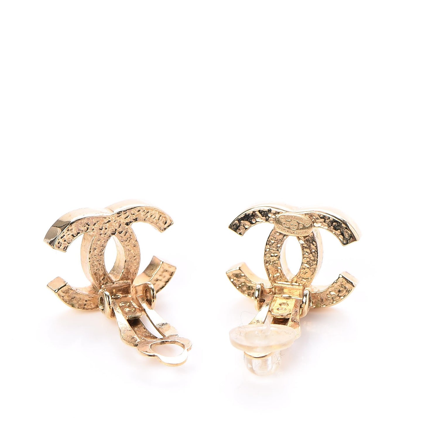 Quilted CC Clip On Earrings Gold