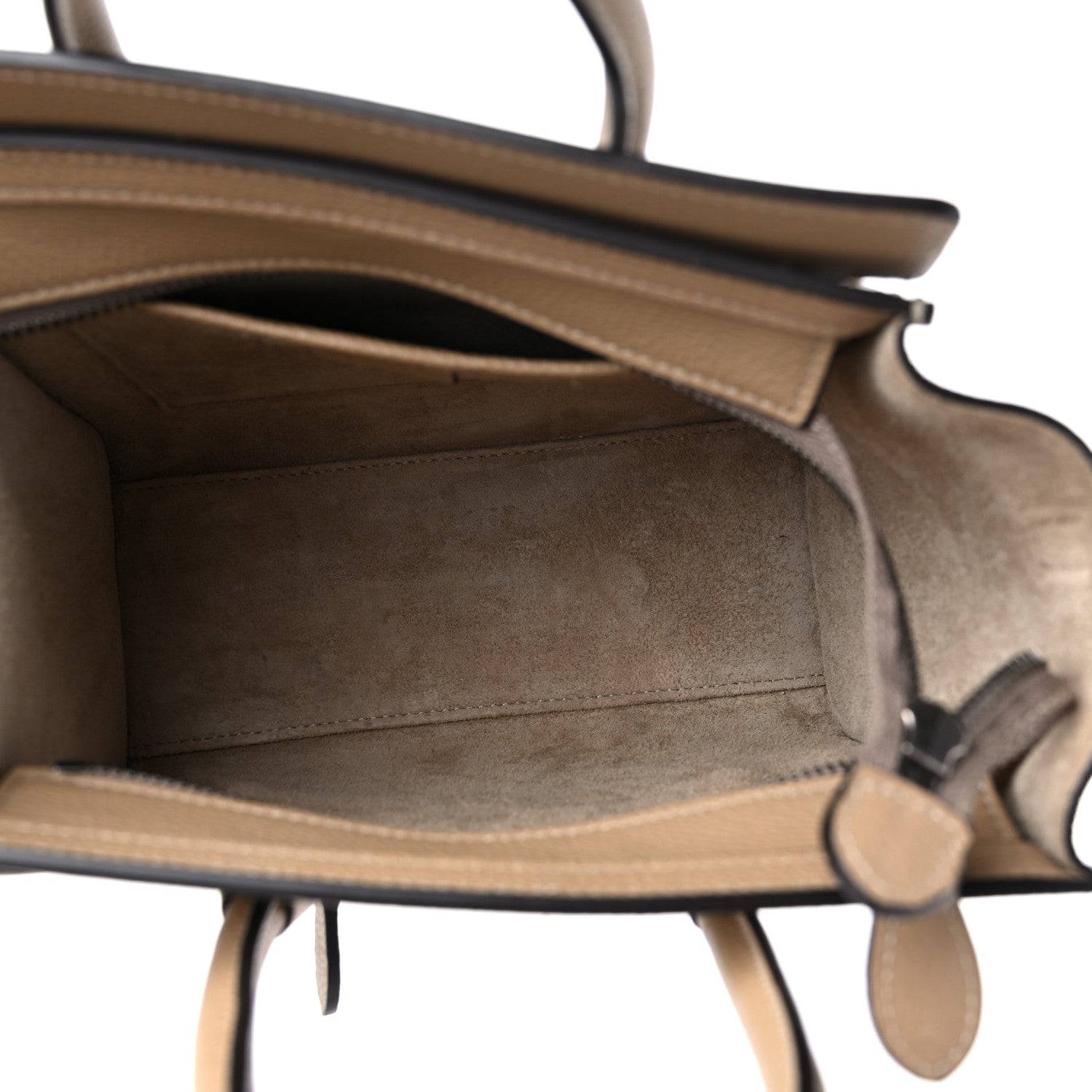 Celine Drummed Calfskin Nano Luggage Dune 5 of 10