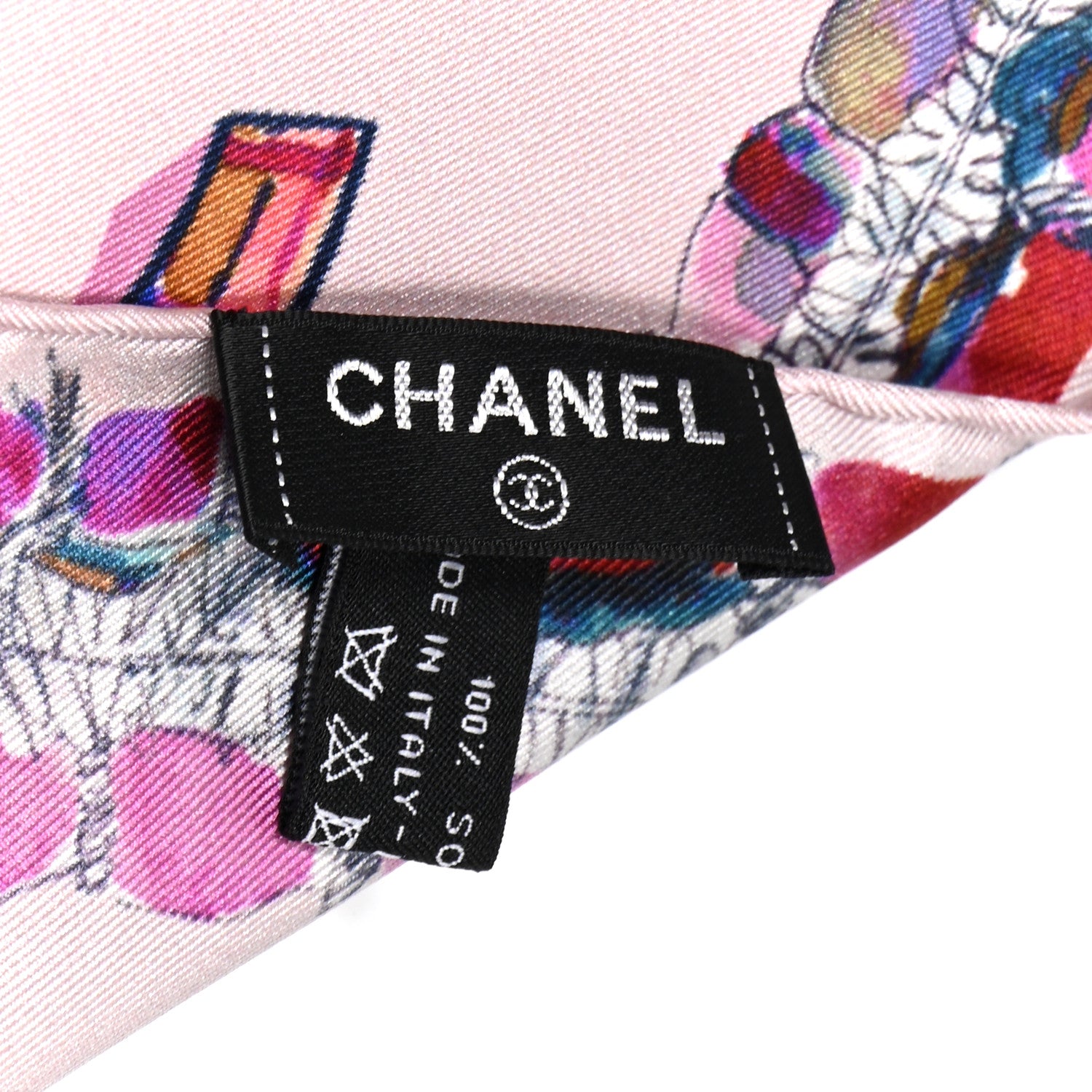 Chanel Silk CC Camellia Square Scarf Pink Multicolor 2 of 5