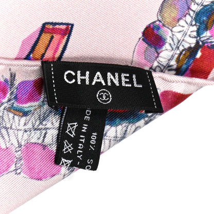 Chanel Silk CC Camellia Square Scarf Pink Multicolor 2 of 5