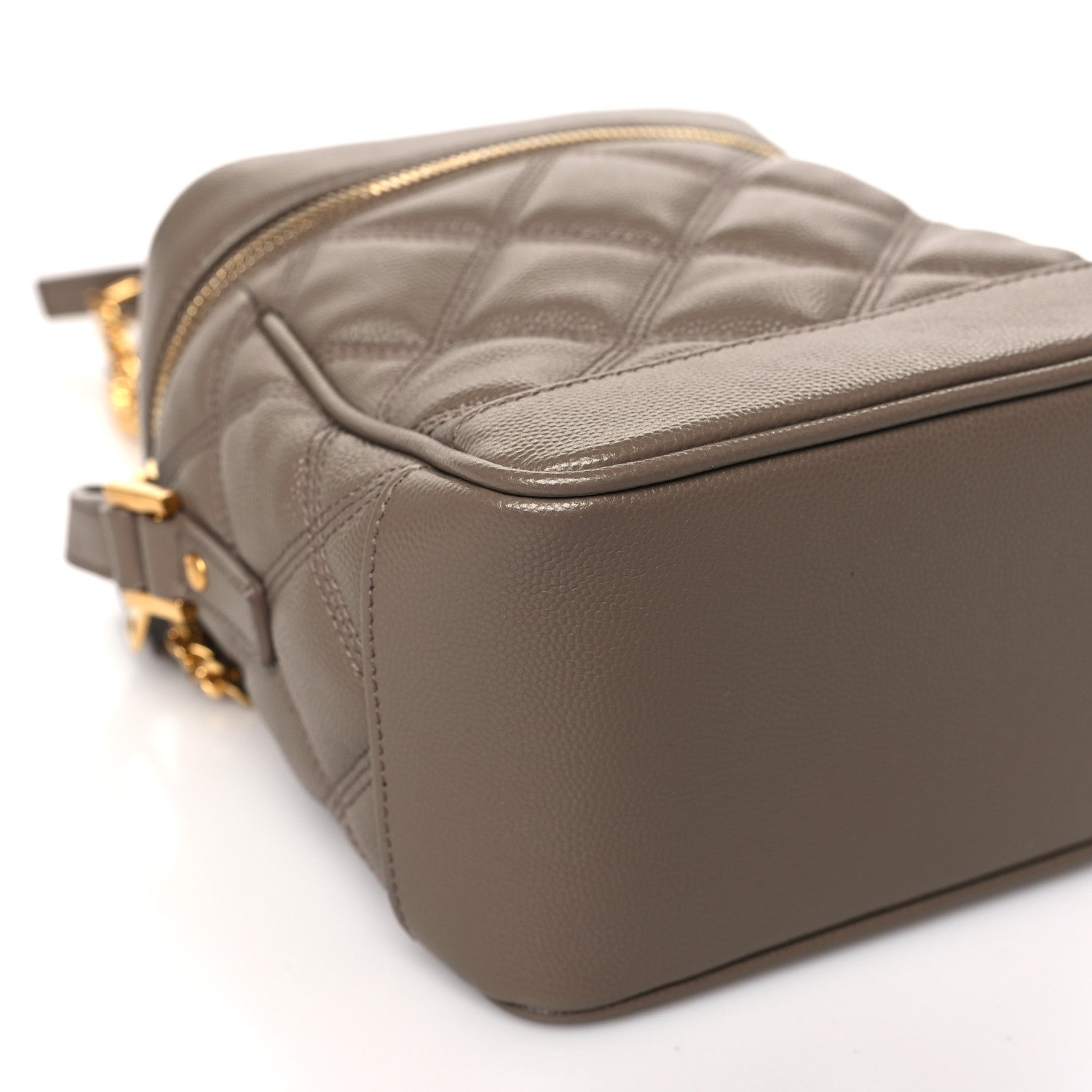 Saint Laurent Grain de Poudre Quilted 80's Vanity Bag Dark Beige 7 of 8