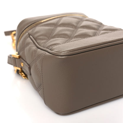 Saint Laurent Grain de Poudre Quilted 80's Vanity Bag Dark Beige 7 of 8