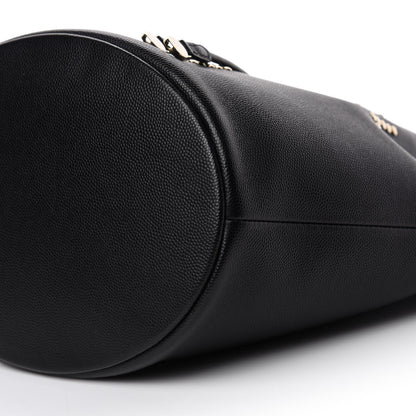 Chanel Caviar Deauville Drawstring Bucket Bag Black 7 of 10