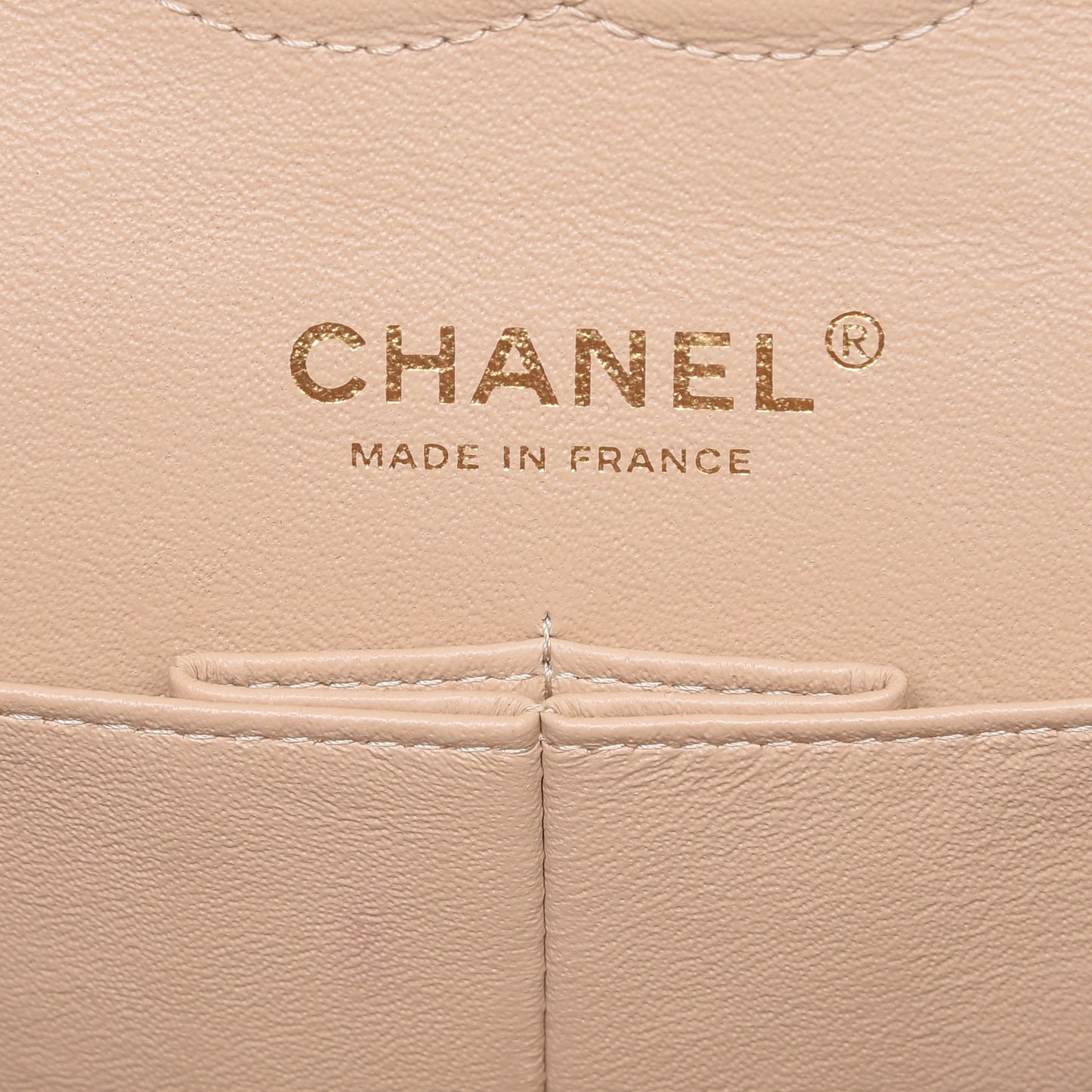 Caviar Quilted Medium Double Flap Beige Clair