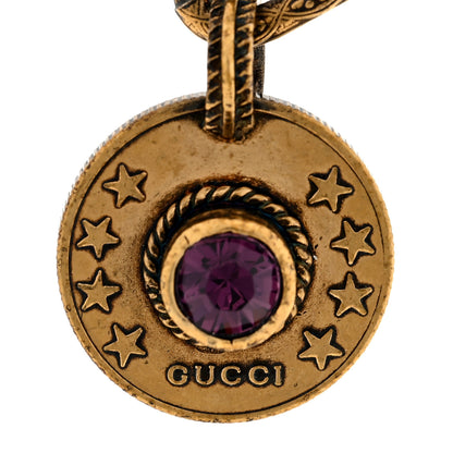 Gucci Crystal Metal Coin Bracelet Aged Gold Purple 3 of 3