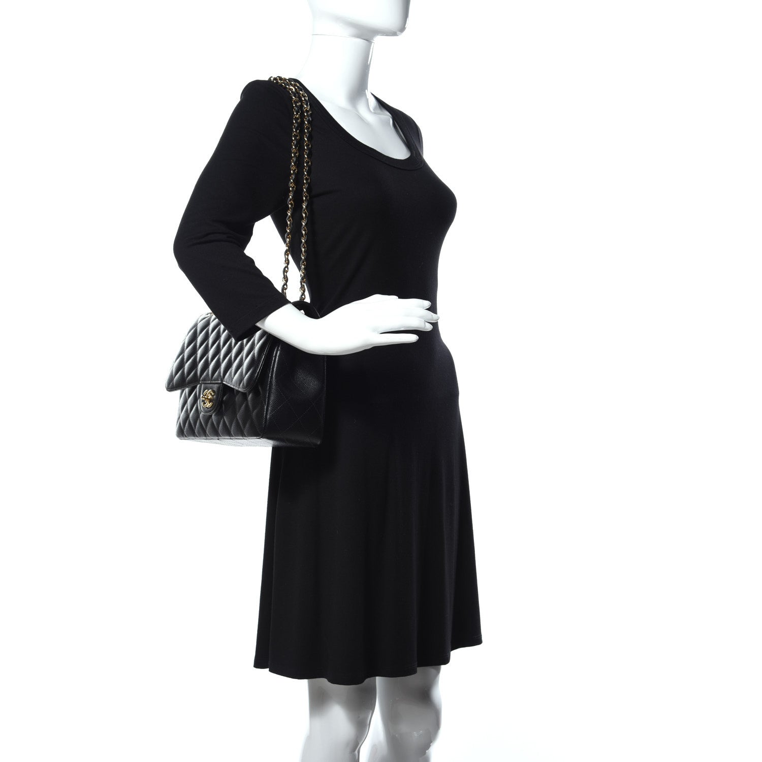 Chanel Caviar Quilted Jumbo Double Flap Black 2 of 15