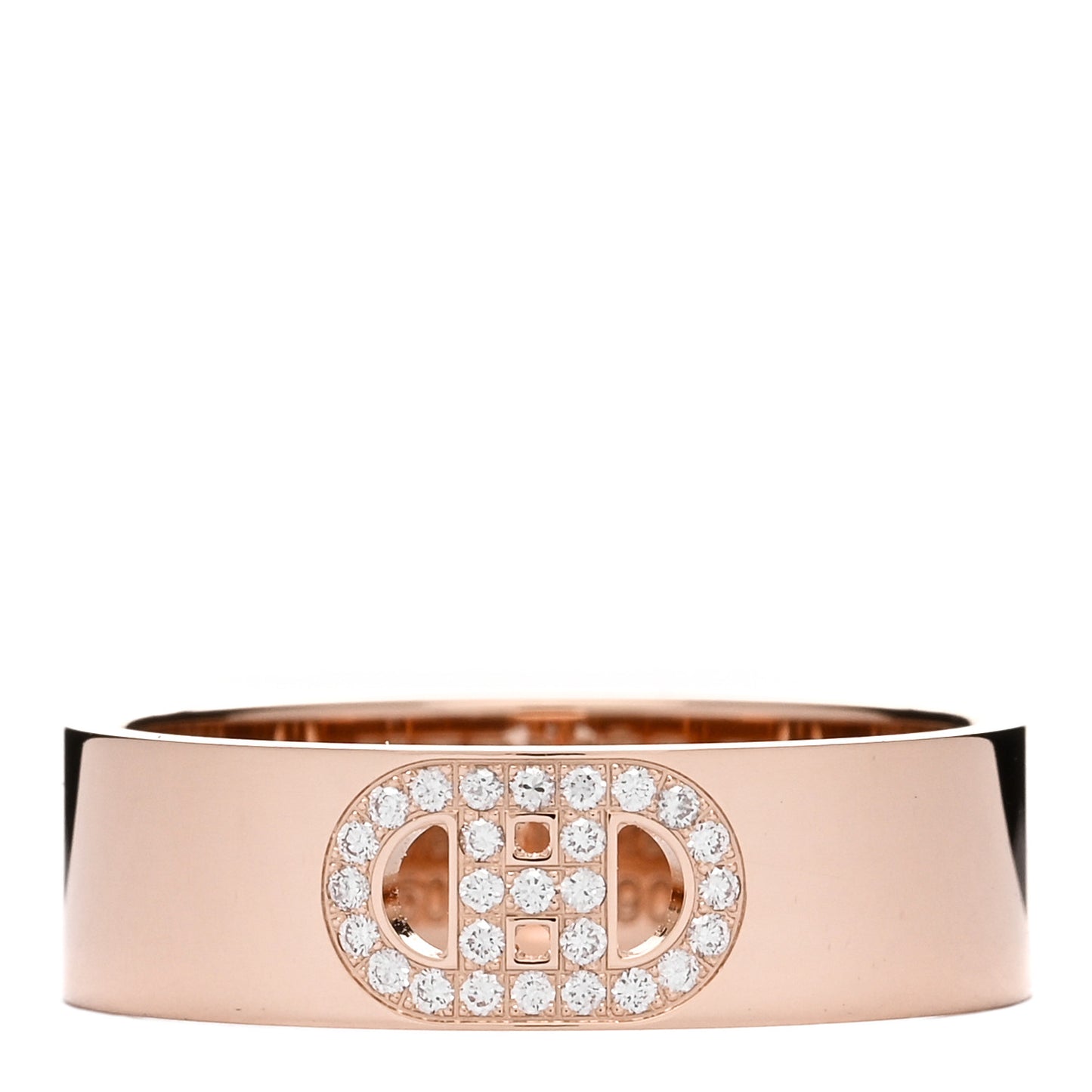 18K Rose Gold Diamond PM H D'Ancre Ring 53 6.5