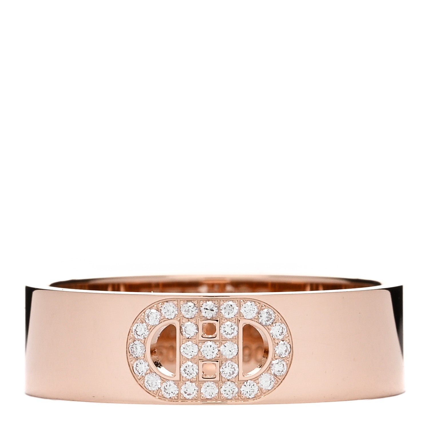 Hermes 18K Rose Gold Diamond PM H D'Ancre Ring 53 6.5 1 of 4