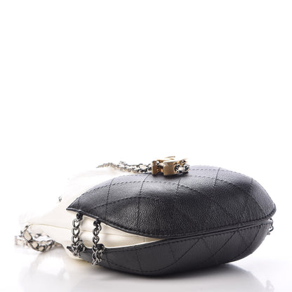 Chanel Aged Calfskin Quilted Small Gabrielle Bucket White Black 4 of 7
