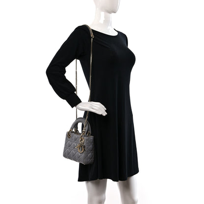 Christian Dior Lambskin Cannage Mini Lady Dior Grey 2 of 11