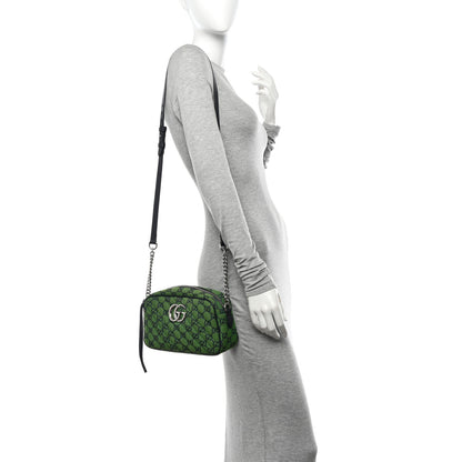 Gucci Monogram Multicolor Matelasse Diagonal Small GG Marmont Chain Shoulder Bag Green Blue 2 of 10