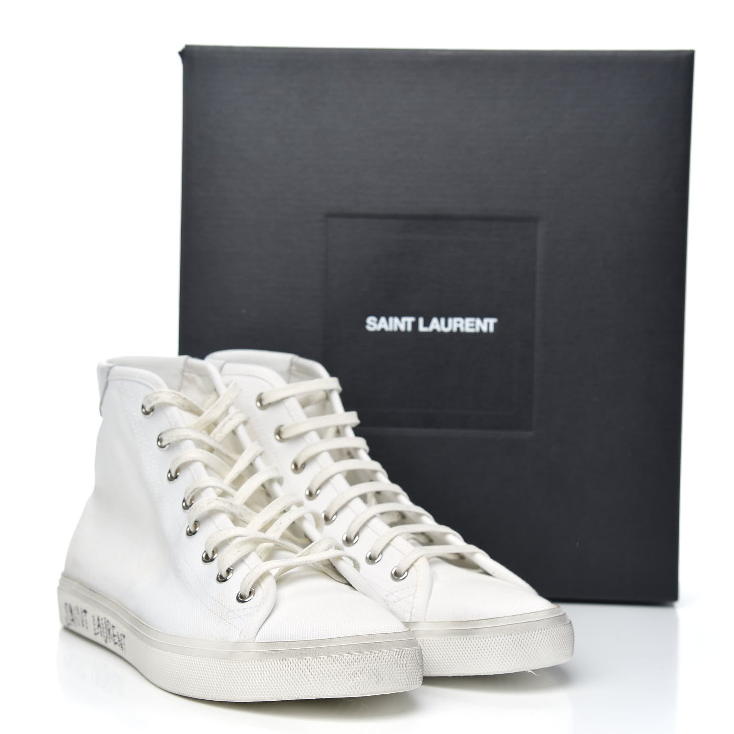 Saint Laurent Canvas Womens Malibu High Top Sneakers Optic 39.5 White 8 of 8