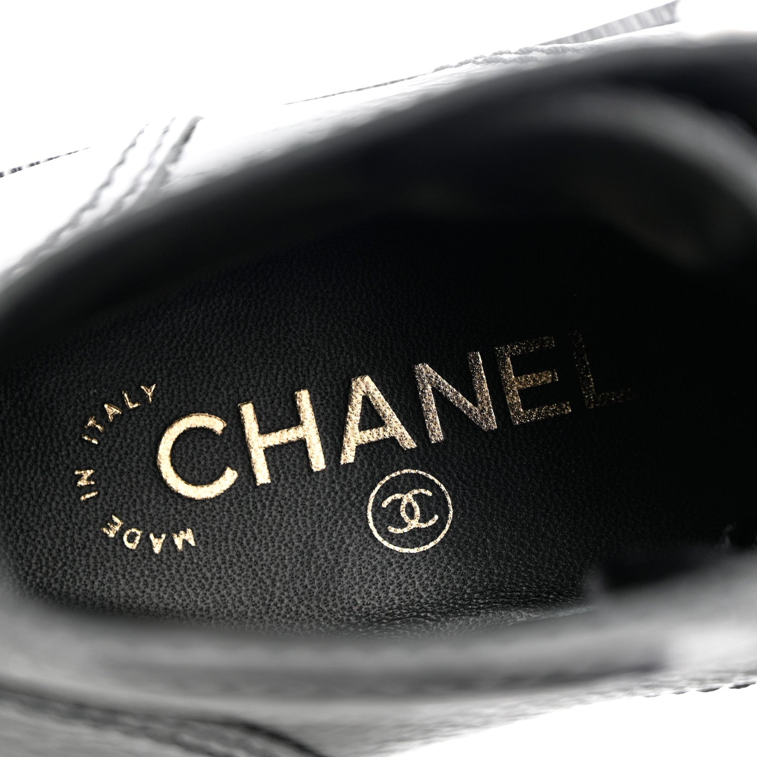 Chanel Shiny Calfskin Velvet Pearl Combat Short Boots 37.5 Black 8 of 10