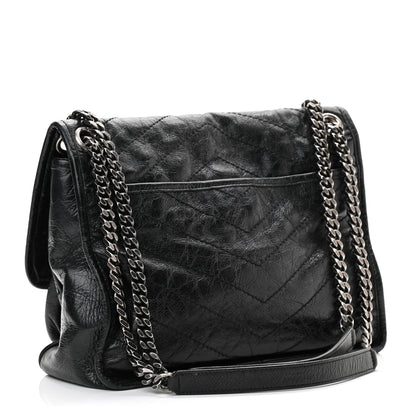 Saint Laurent Crinkled Calfskin Matelasse Monogram Medium Niki Chain Satchel Black 3 of 14