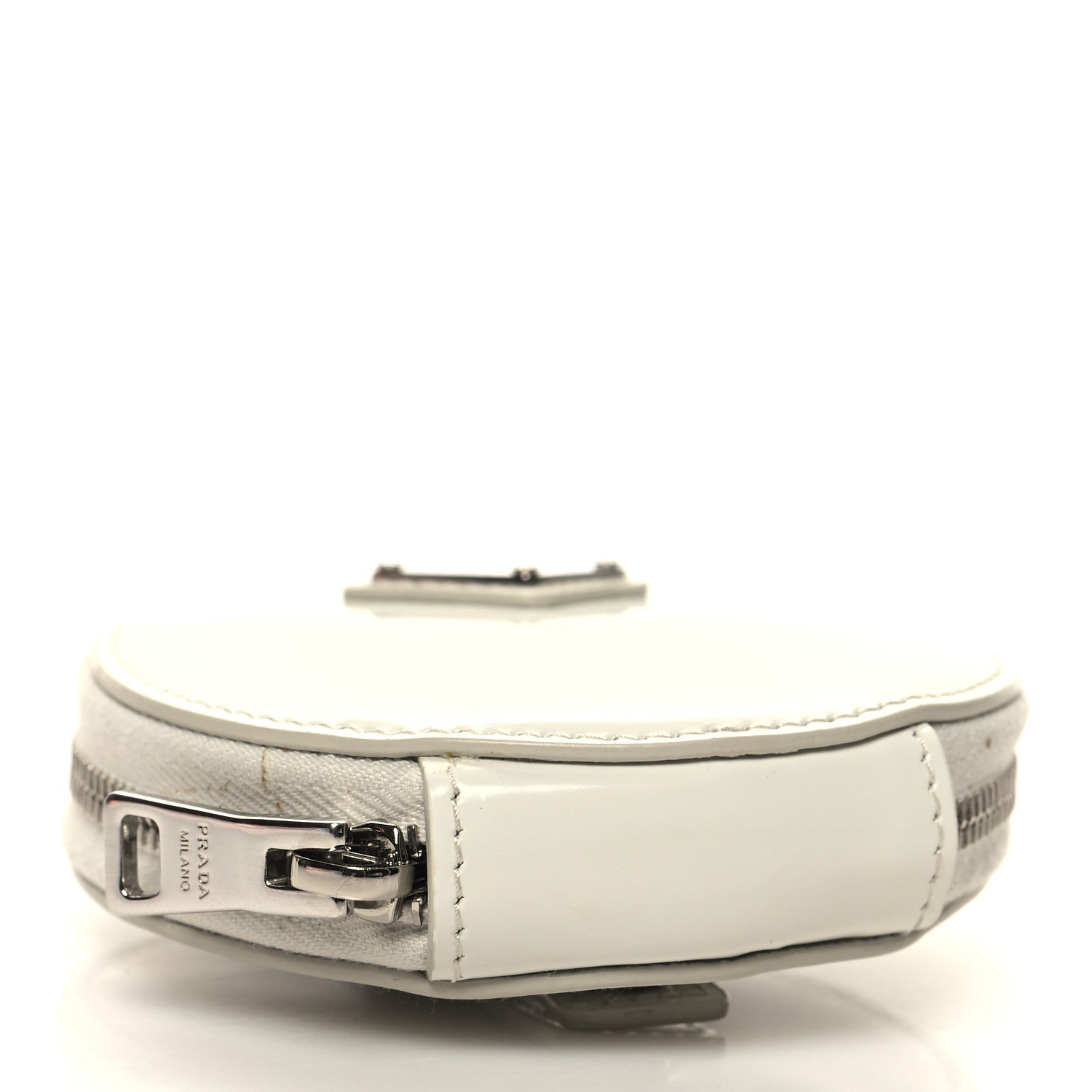 Prada Spazzolato Round Coin Pouch Bag Charm White 4 of 10