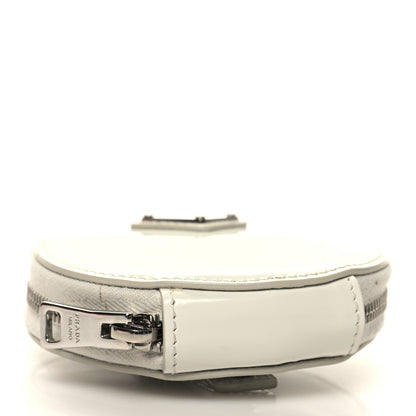 Prada Spazzolato Round Coin Pouch Bag Charm White 4 of 10