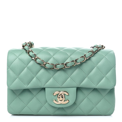 Chanel Lambskin Quilted Mini Rectangular Flap Light Green 1 of 9