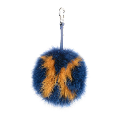 Fendi Fox Fur Shiny Nappa Bi-Color K ABCharm Bag Charm Blue Curry 1 of 4