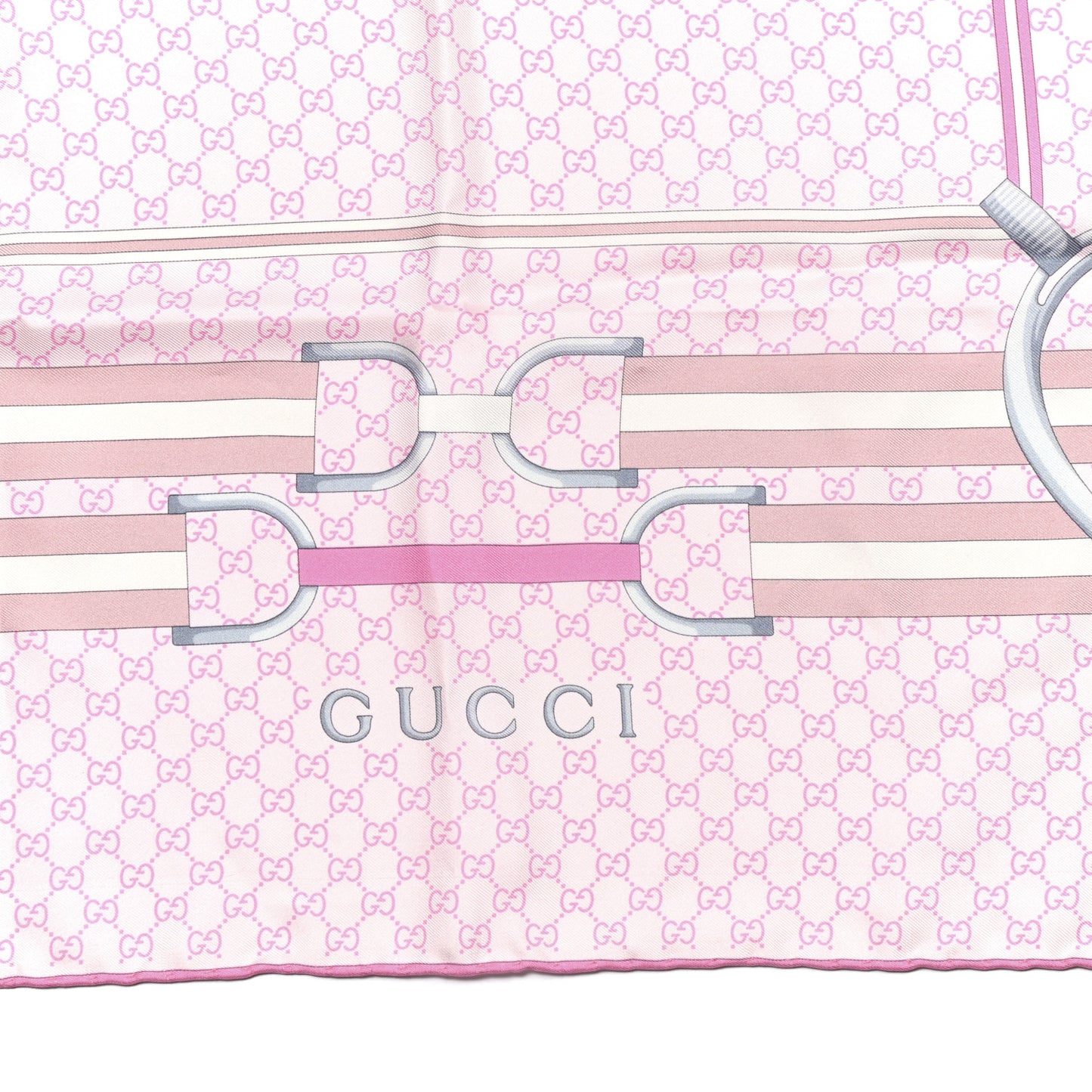 Silk Twill GG Monogram Miriade Square Scarf Roseate Pink