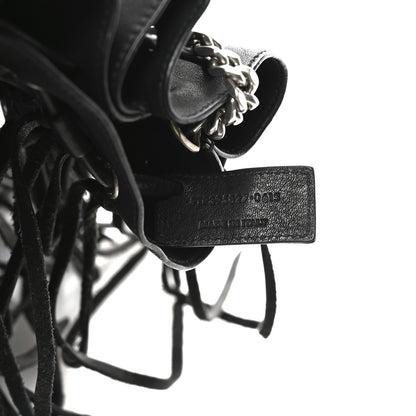 Saint Laurent Calfskin Fringe Monogram Mini Bourse Bucket Bag Black 7 of 10