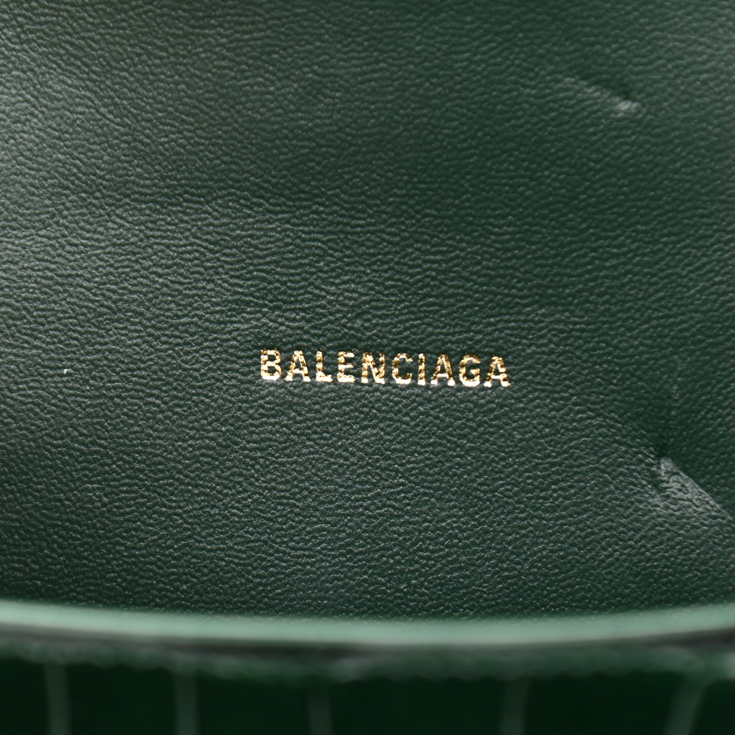 Balenciaga Shiny Calfskin Crocodile Embossed Hourglass Top Handle Bag XS Forest Green 6 of 14