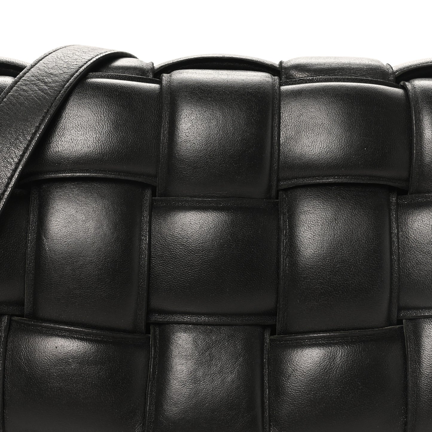 Paper Calfskin Maxi Intreccio Padded Cassette Crossbody Bag Black