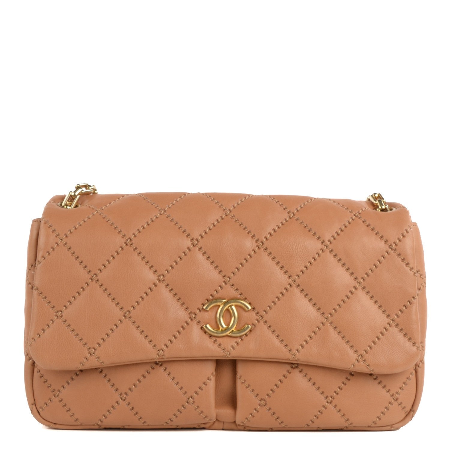 Chanel Calfskin Quilted Large Retro Chain Flap Beige 1 of 8