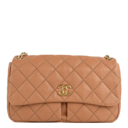 Chanel Calfskin Quilted Large Retro Chain Flap Beige 1 of 8