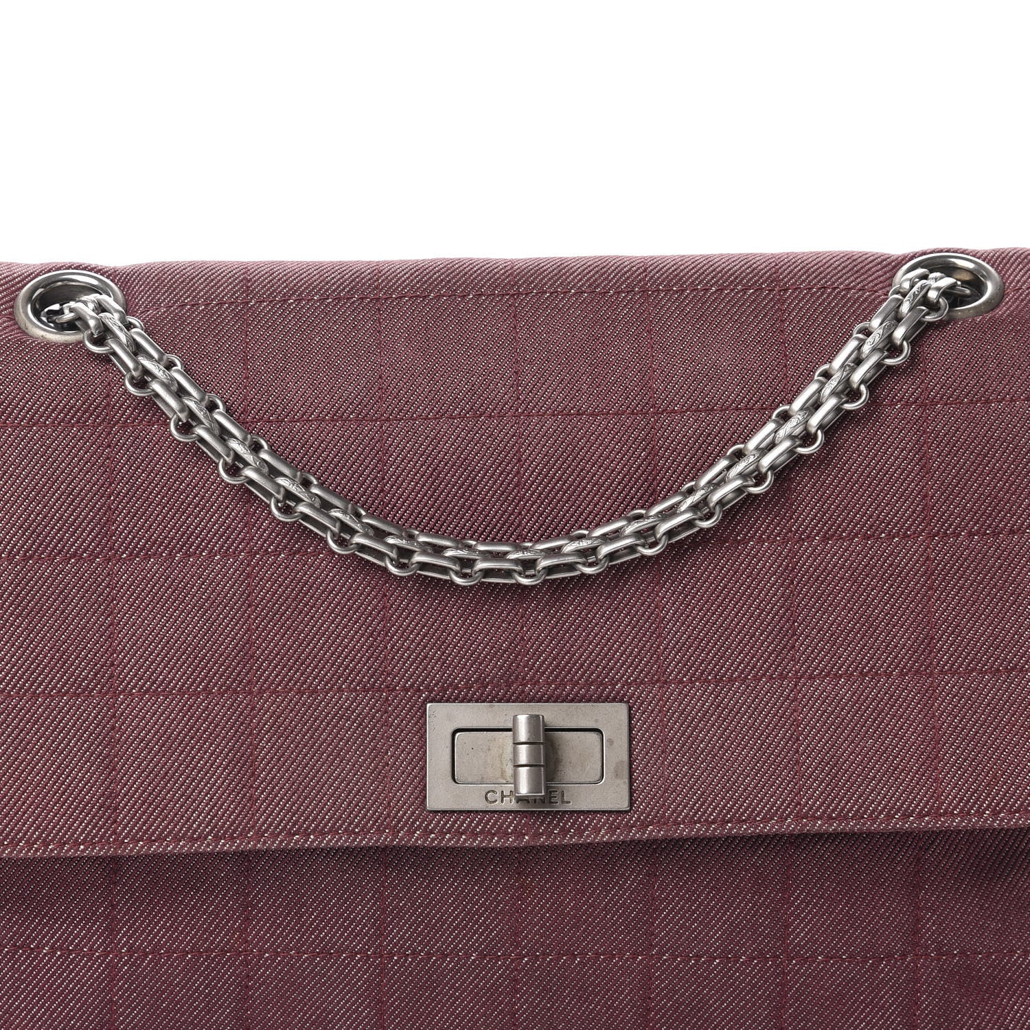 Chanel Canvas Chocolate Bar Reissue Single Flap Dark Red 15 of 15