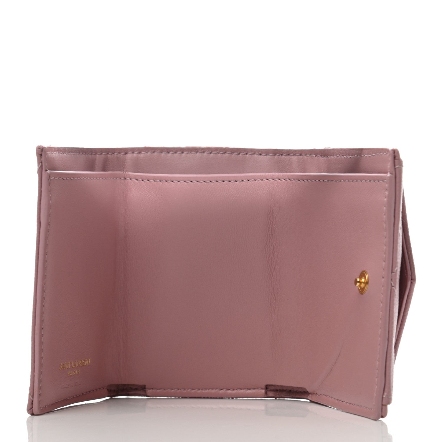 Saint Laurent Grain De Poudre Matelasse Chevron Monogram Tiny Wallet Tender Pink 5 of 8