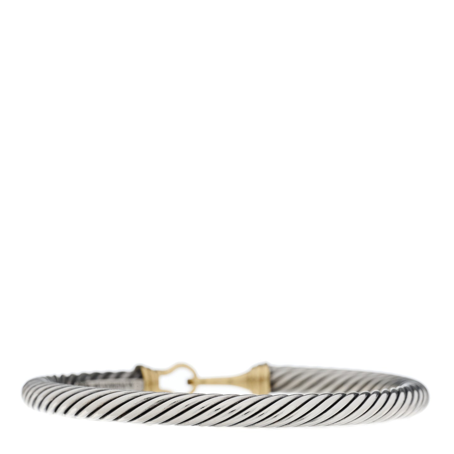 Sterling Silver 14K Yellow Gold 5mm Cable Classic Buckle Bracelet