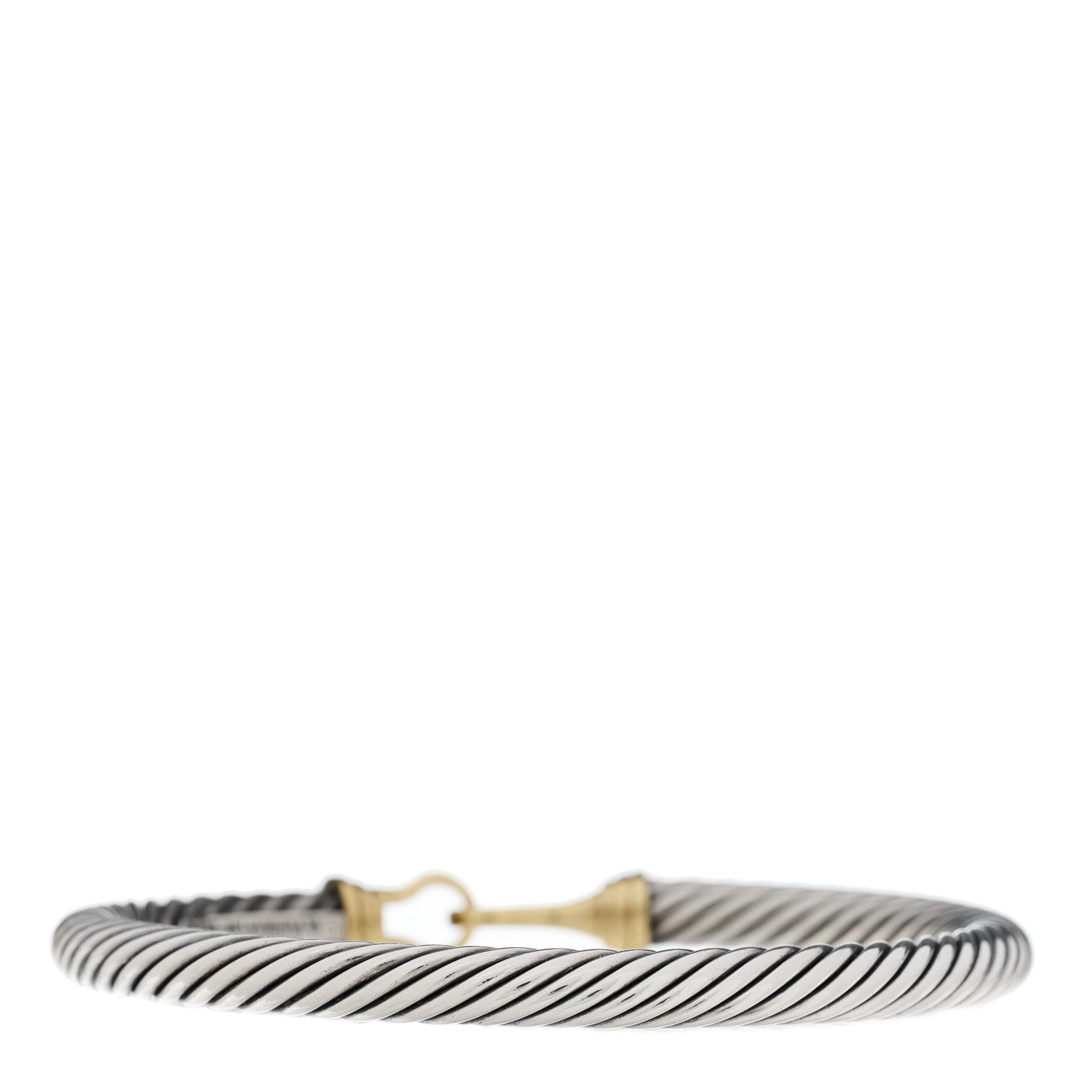 David Yurman Sterling Silver 14K Yellow Gold 5mm Cable Classic Buckle Bracelet 2 of 3