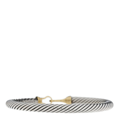 David Yurman Sterling Silver 14K Yellow Gold 5mm Cable Classic Buckle Bracelet 2 of 3