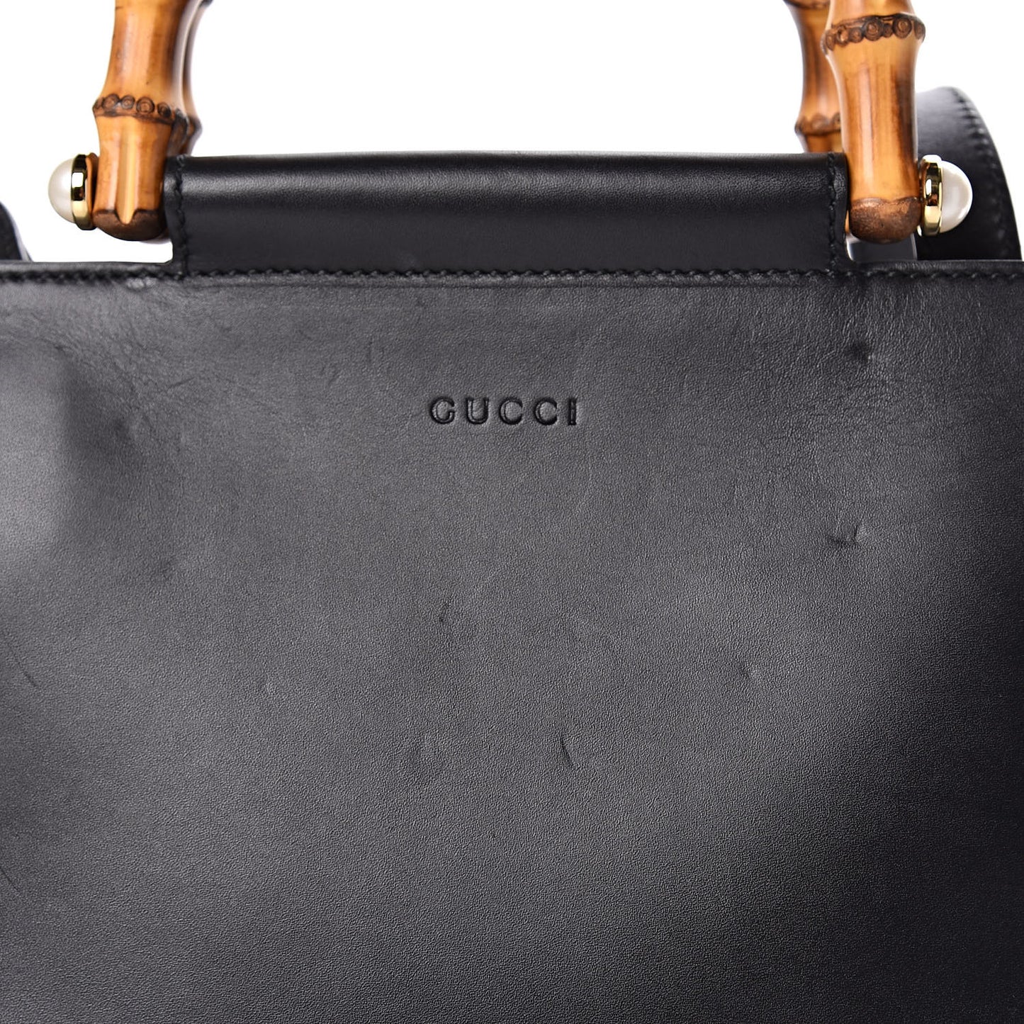 Nappa Bamboo Small Nymphaea Top Handle Bag Black