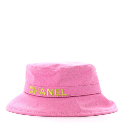 Chanel Denim Logo Bucket Hat Pink Yellow 4 of 9