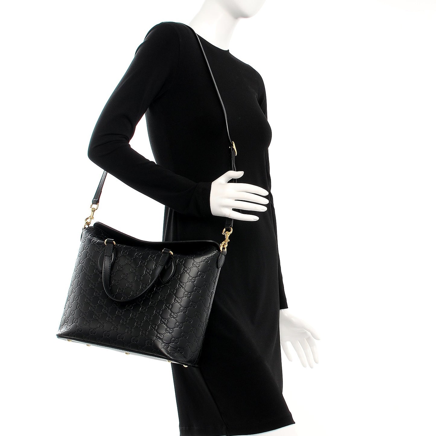 Guccissima Medium Signature Top Handle Bag Black