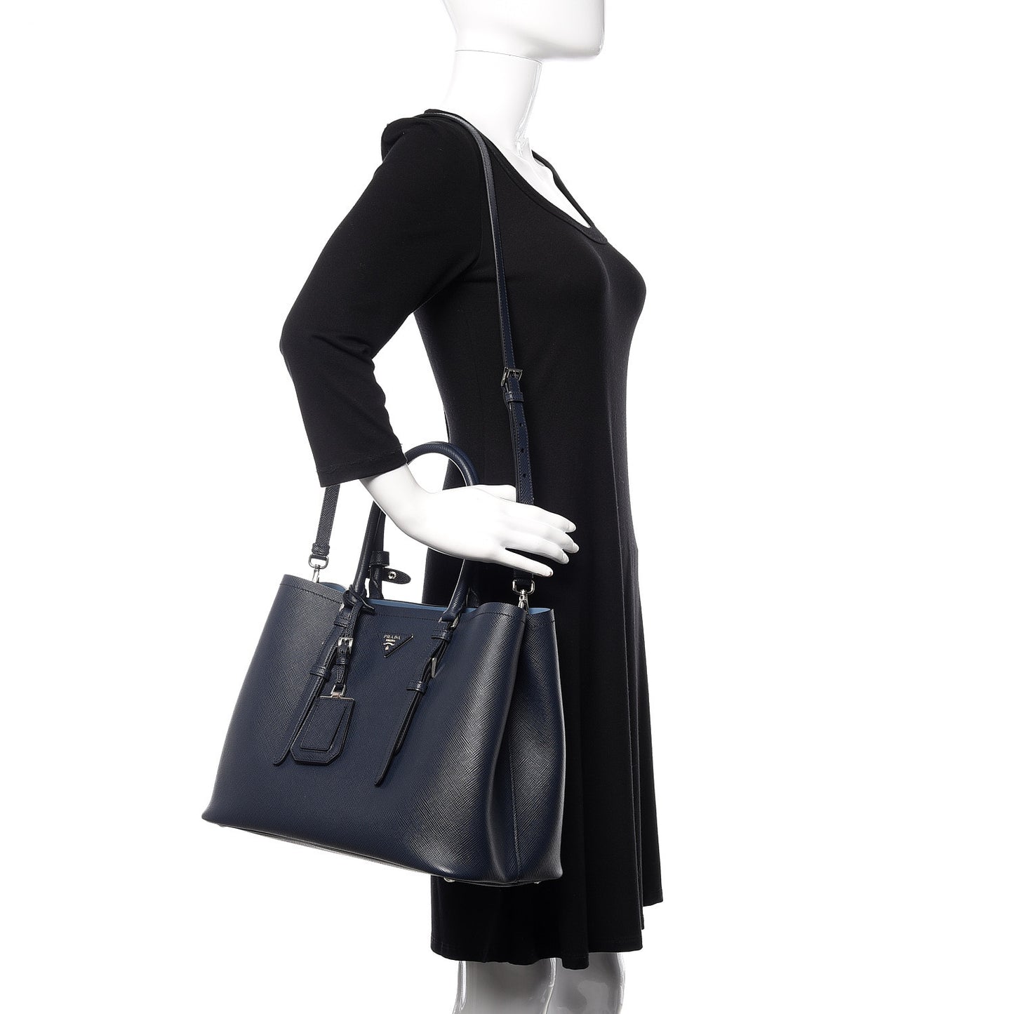 Saffiano Cuir Medium Double Handle Tote Baltico Astrale