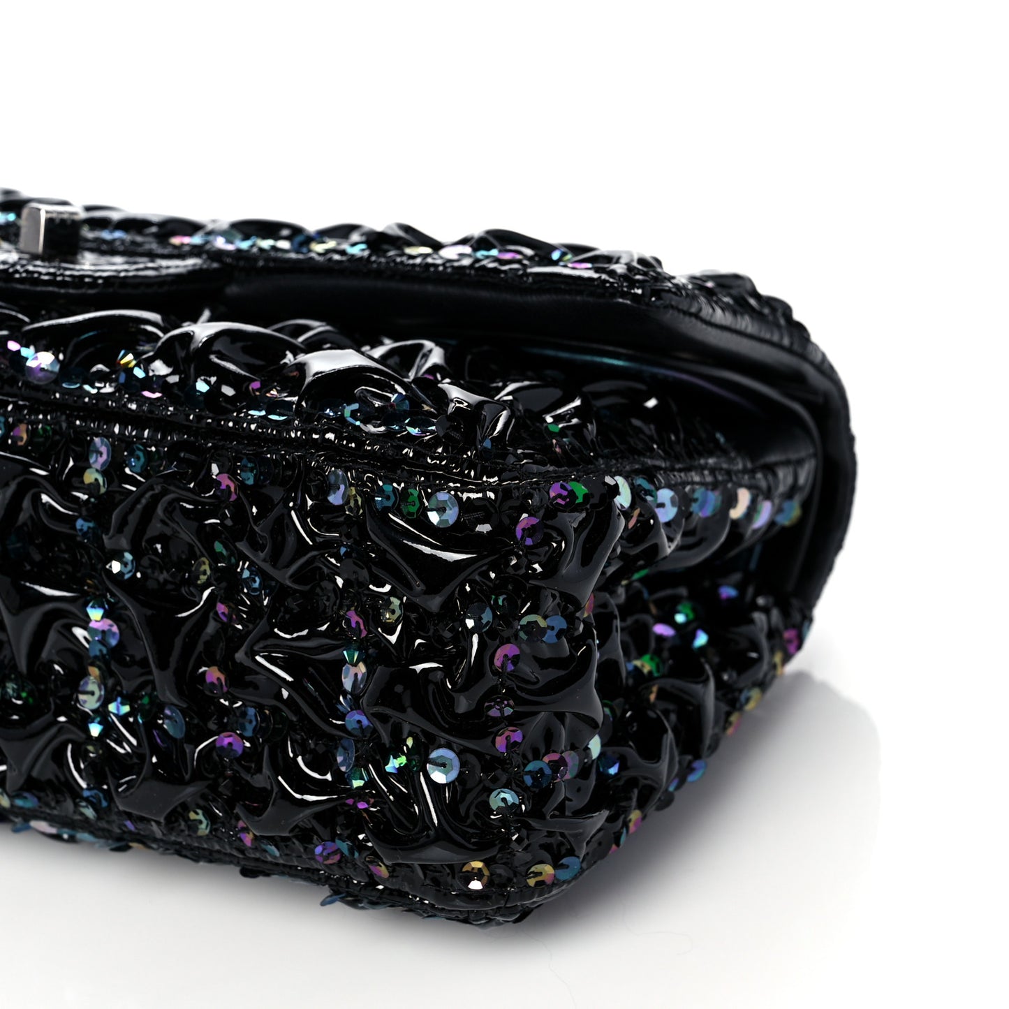 Patent Sequin Crystal Ruched 2.55 Reissue 225 Flap Black