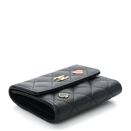 Chanel Caviar Quilted Enamel Coco Casino Compact Flap Wallet Black 4 of 8