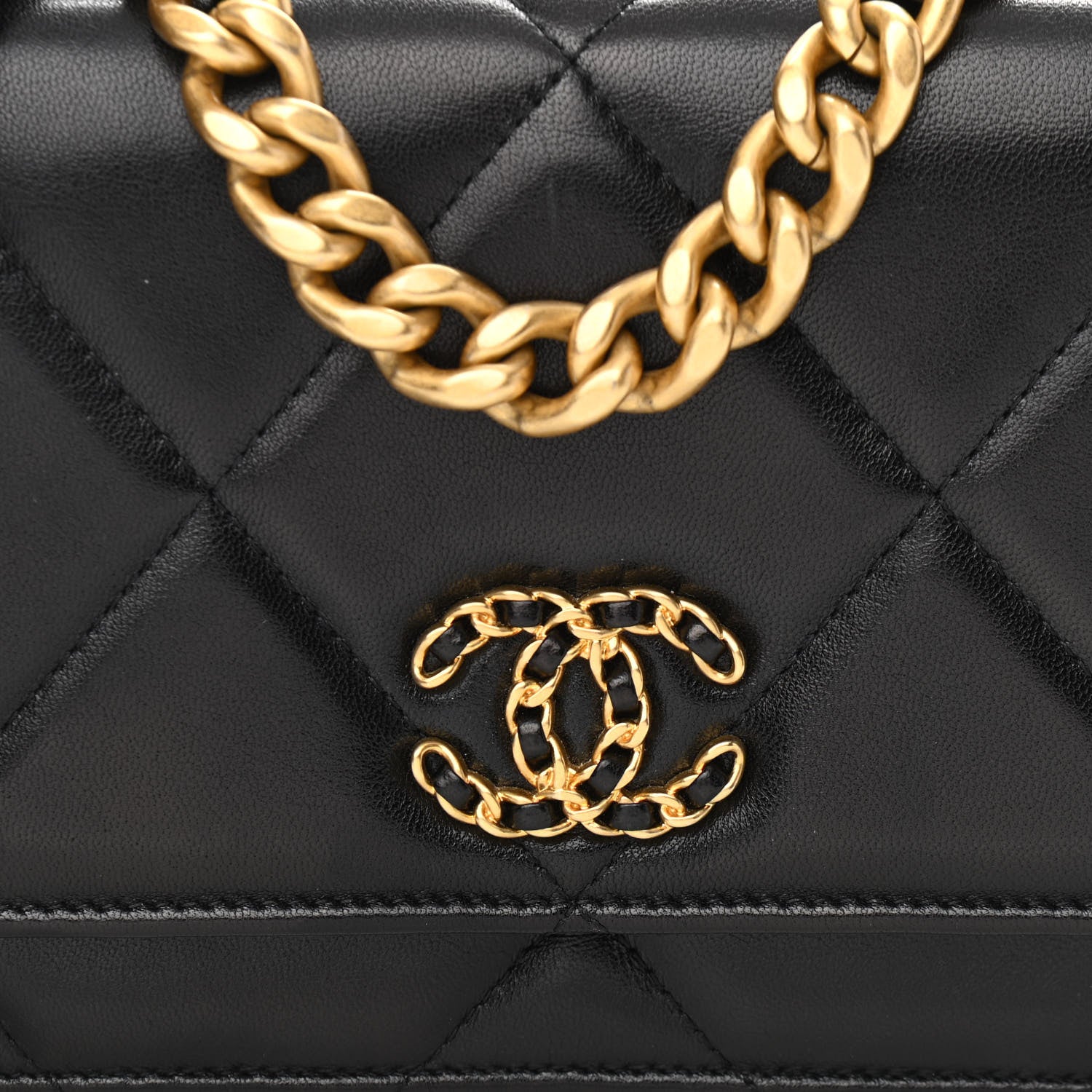 Chanel Lambskin Quilted Chanel 19 Wallet On Chain WOC Black 9 of 15